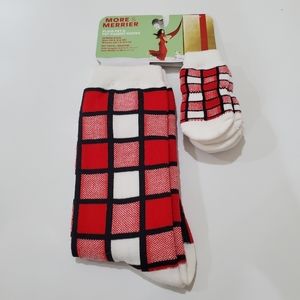PET & PET PARENT SOCKS Red Plaid Red White Black So Cute!